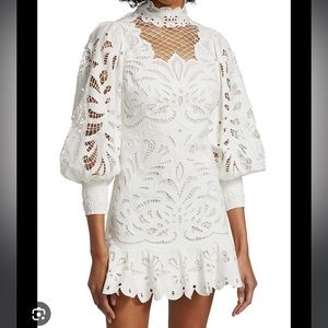 Alice and Olivia eyelet lace puff sleeve dress- only worn 1 time!